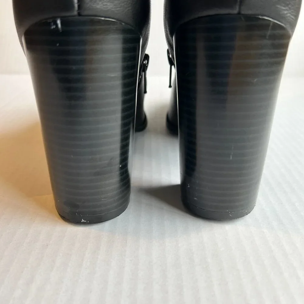 Liz & Co Black Leather Women's Calf Height Boots Size 9 Heel 4" - Picture 4 of 15